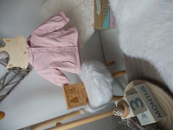 Jolie manteau hiver chaud rose poudre ciré licorne Tex boutons pressions bébé fille 3 mois 