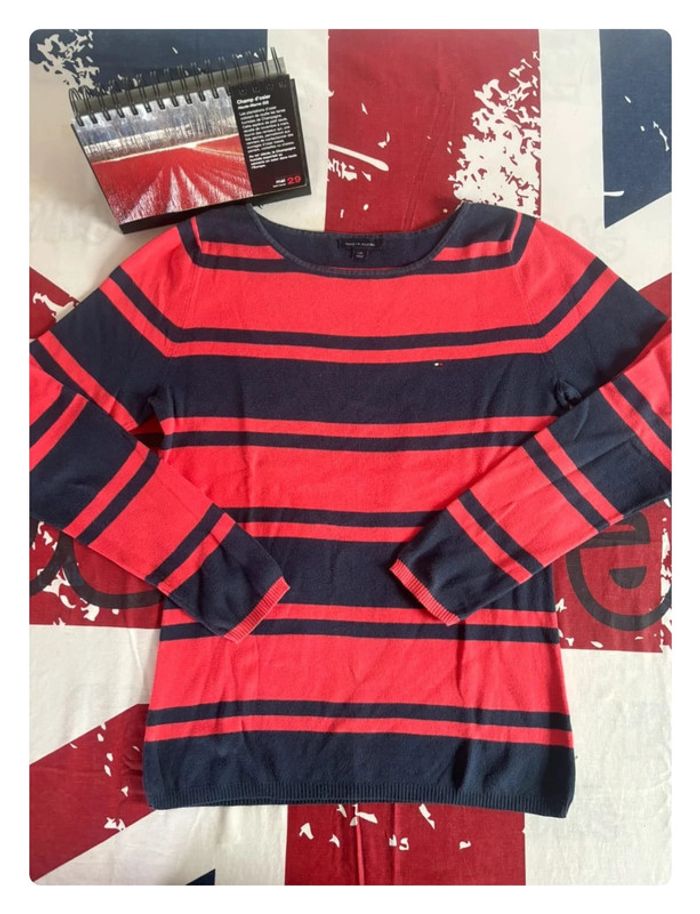 Sweat Tommy Hilfiger M/L rouge liserés bleu