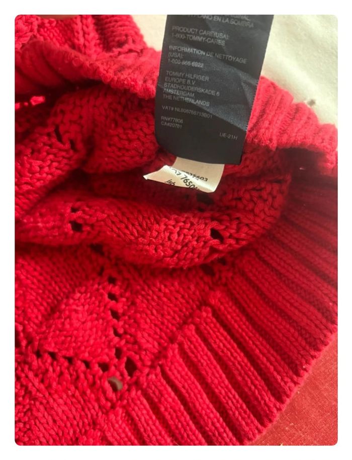 Pull Torsadé Tommy Hilfiger rouge taille L motif broderie - photo numéro 8