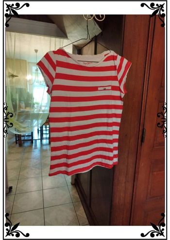 T-shirt blanc rayures rouges Pepe Jeans S/36