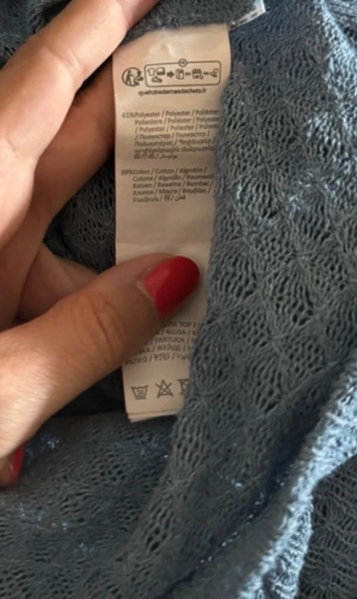 Pull en maille bleu Kiabi taille 38 M - photo numéro 6