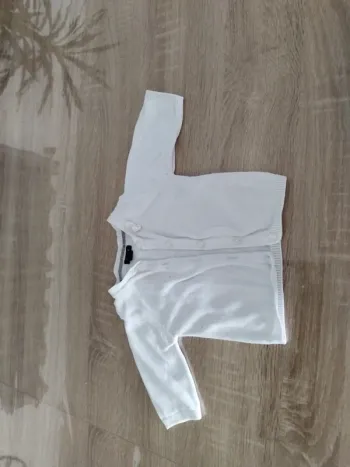 Gilet blanc bébé fille 1 mois