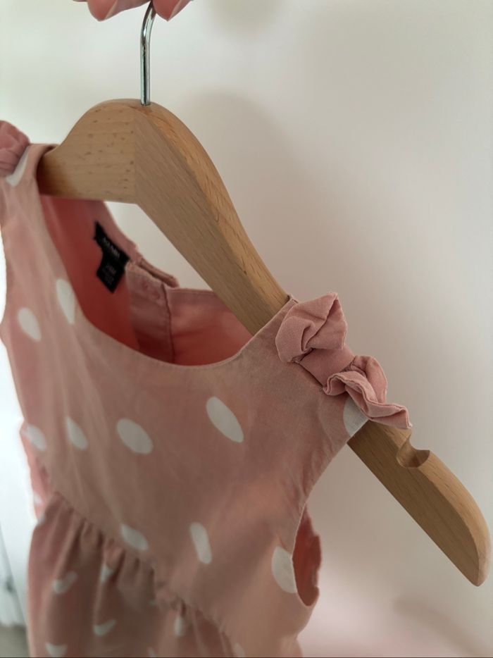 Robe vieux rose à pois blancs 2 ans - 83-89cm - photo numéro 3