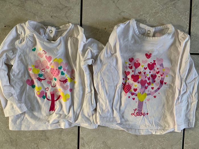 Lot 2 t shirt manches longues fille 12 mois