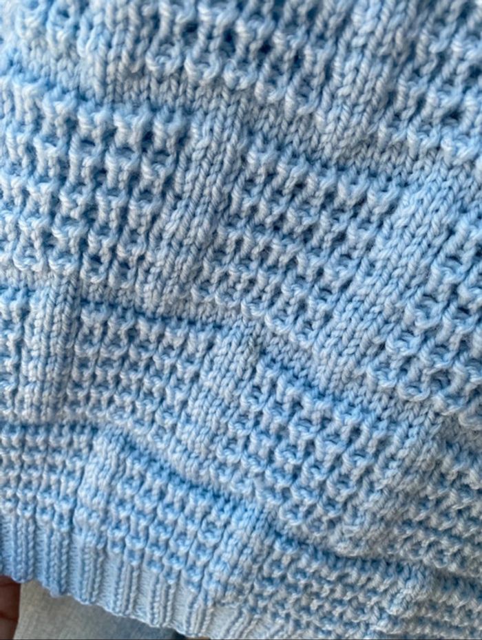Pull mailles bleu ciel vintage - photo numéro 6