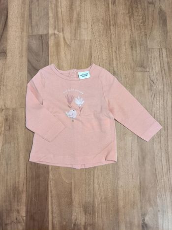 T-shirt manches longues abricot Tao 3mois