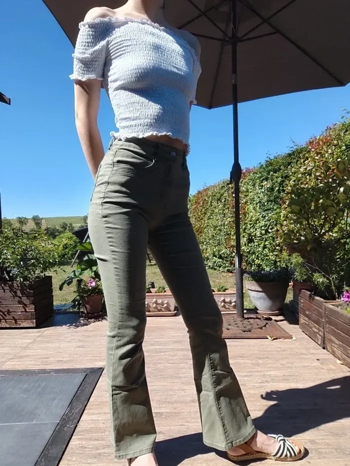 Jean flare évasé kaki T38 - Shein - photo numéro 4