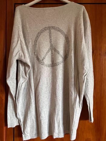 Pull gris clair col v taille unique It Hippie