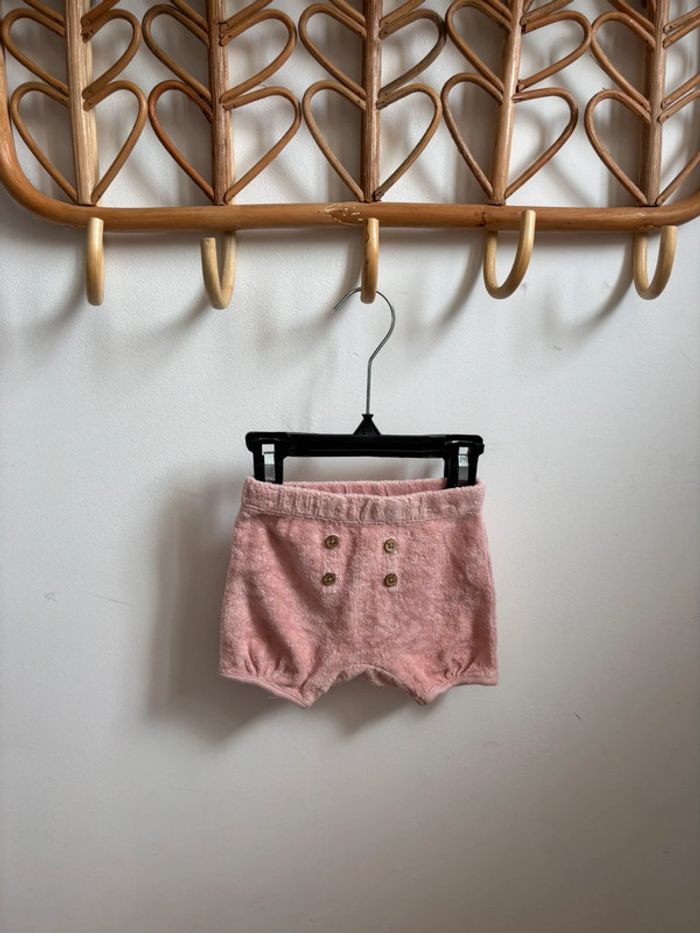 Ensemble été short éponge + t-shirt lapin rose 3 mois - photo numéro 7