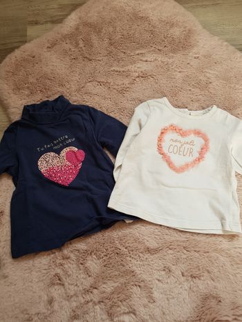 Lot de 2 hauts manches longues fille 6 mois