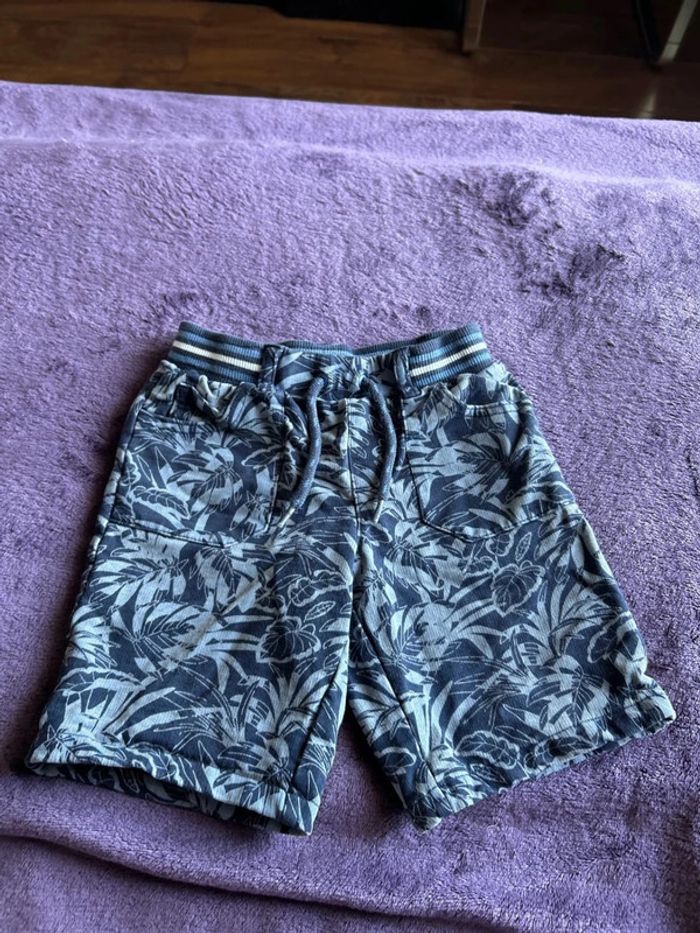 Bermuda garcon en coton imprimé feuillage tons bleus Sergent major taille 4 ans