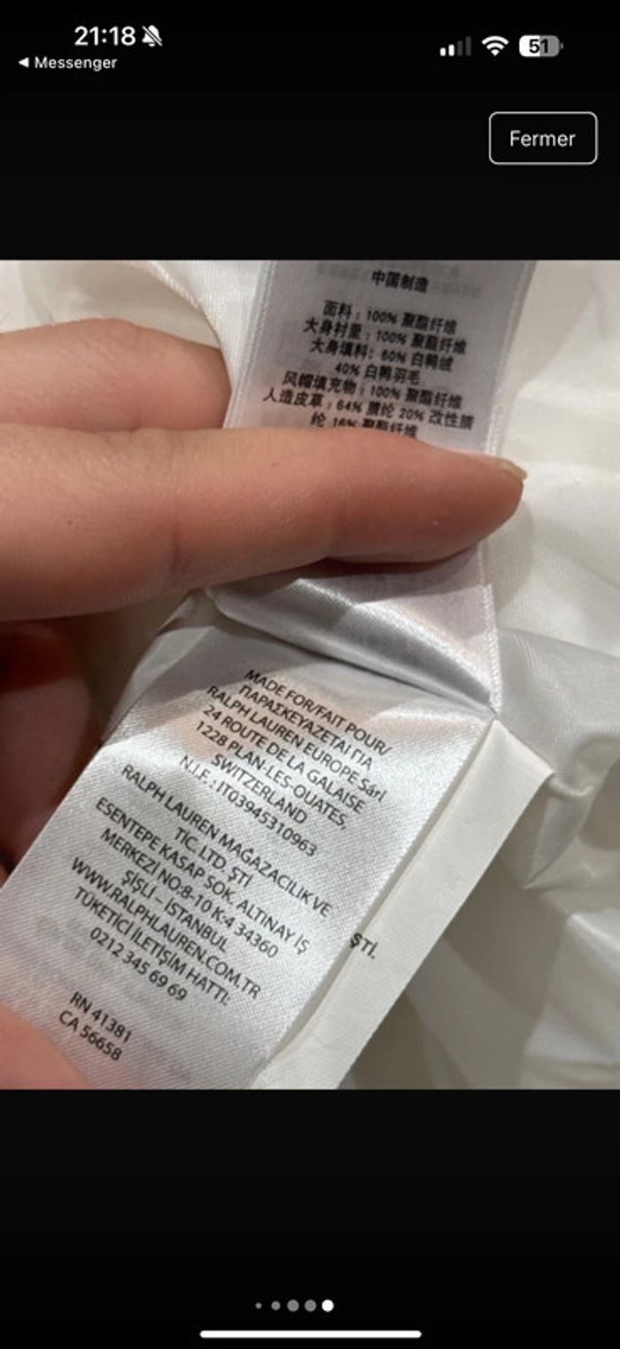 Doudoune mi longue Ralph Lauren XS - photo numéro 6