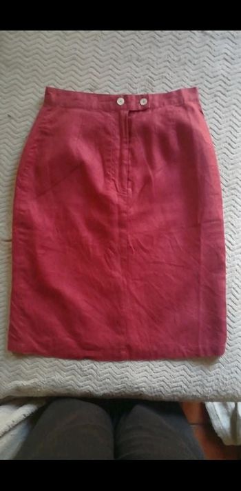 Jupe lin droite doublée