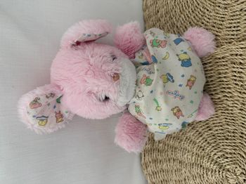 Peluche souris rose et blanche tissu imprimé Boulgom