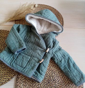 Veste mixte kaki en gaze de coton doublée fourrure Zara taille 9/12 mois