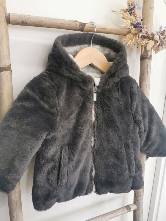 🌺Très beau Manteau Verbaudet 12mois Neuf doudoune polaire reversible piloupilou 12mois - photo numéro 2