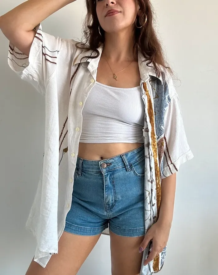 Chemise vintage à motifs légère et fluide taille XL