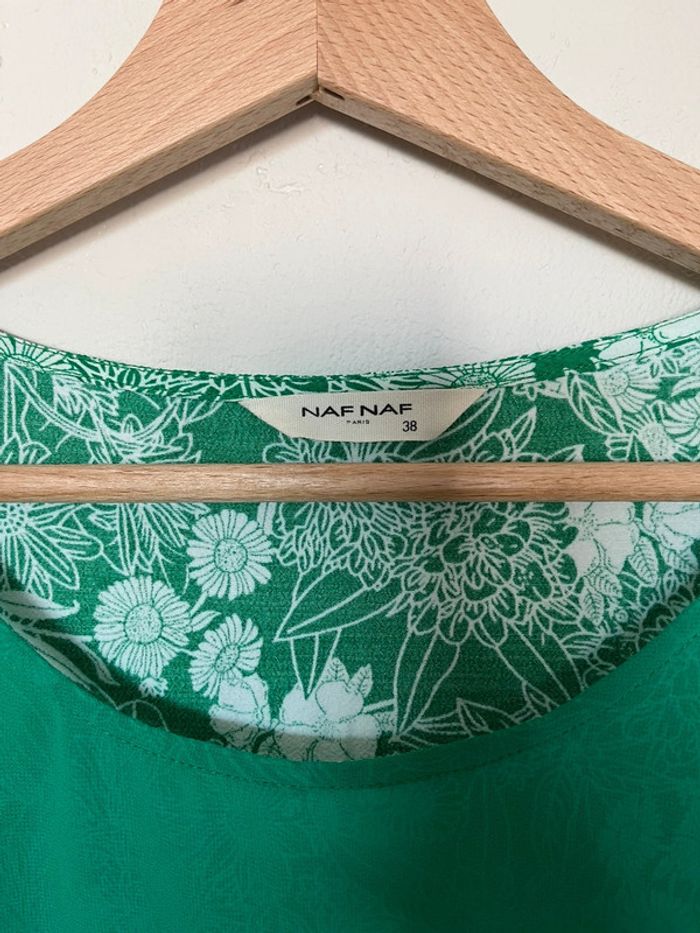 🌿 Débardeur NAF NAF vert et blanc fleur floral – Taille 38 – Comme neuf 🌿 - photo numéro 3