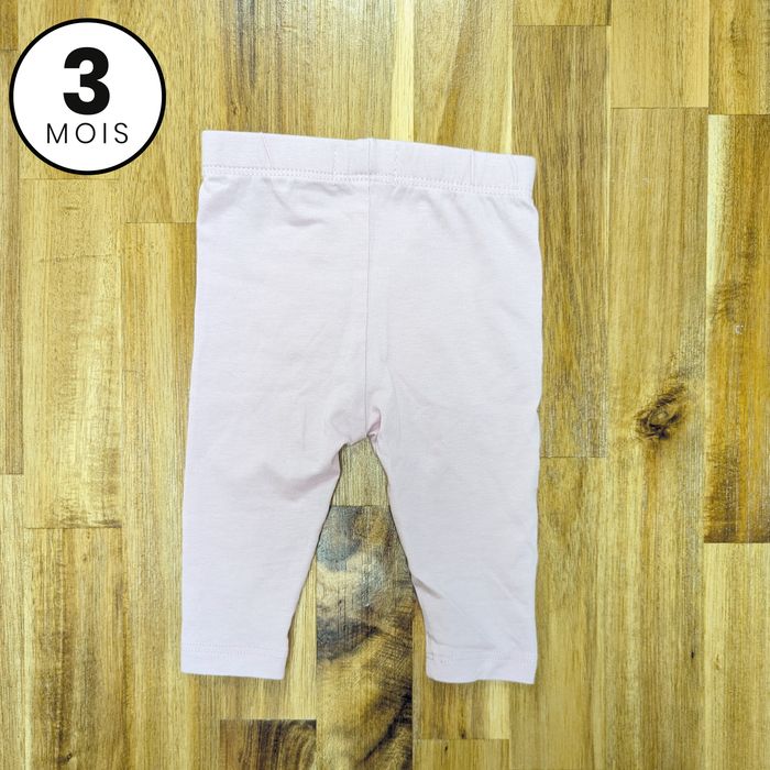 Lot 2 leggins bébé fille - 3 mois rose et gris - photo numéro 6