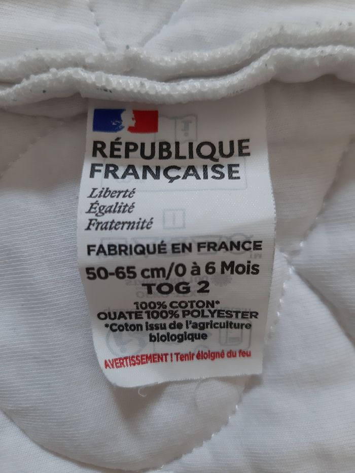 gigoteuse blanche mi-saison TOG 2 mixte garçon / fille coton bio - 0 / 6 mois - photo numéro 5