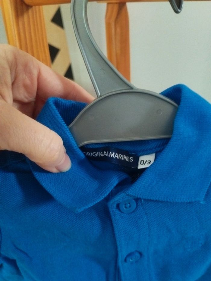 Polo manches courtes bleu bébé garçon 3 mois - photo numéro 2