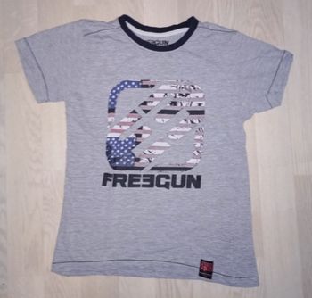 Tee-shirt gris motif drapeau américain Freegun 
T. 10 ans