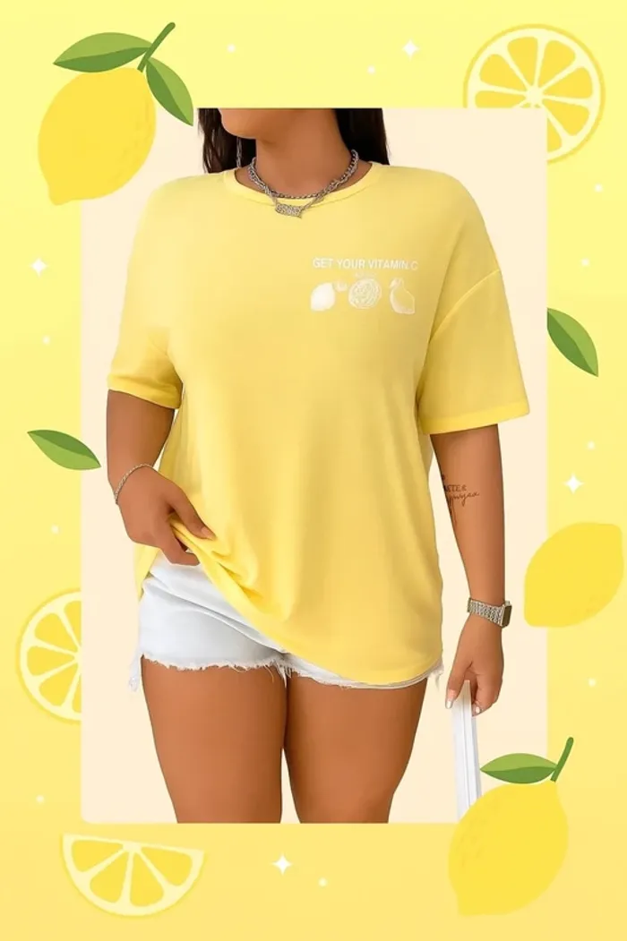 T-shirt jaune • imprimé
