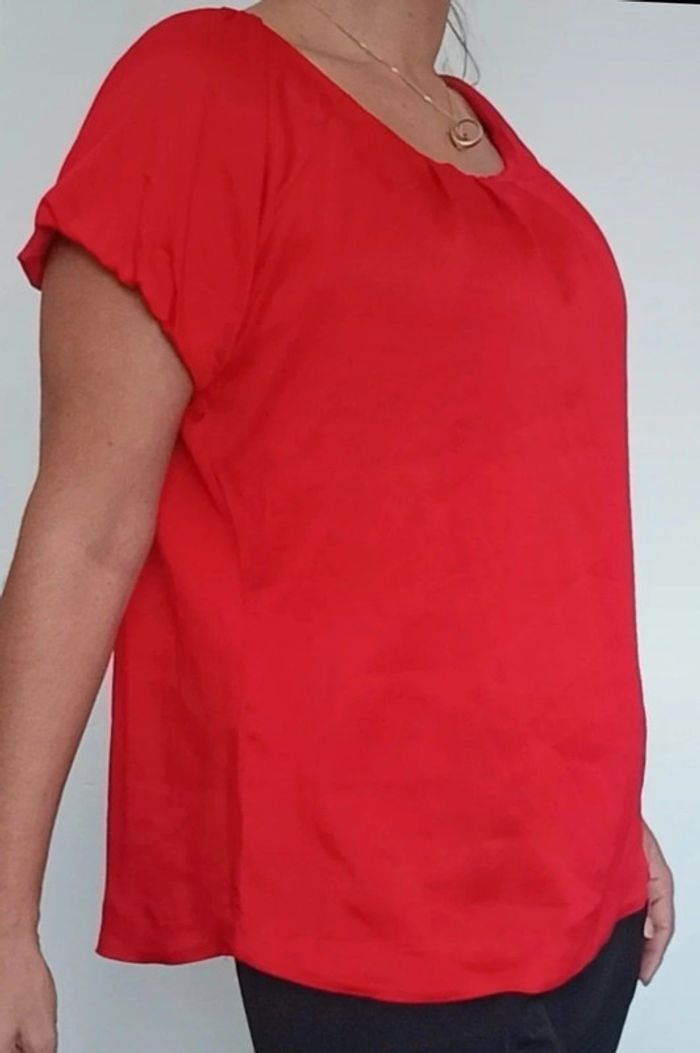 Blouse chic satin rouge taille 42 - photo numéro 6