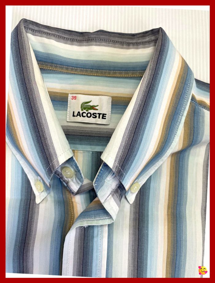 👔 Chemise homme Lacoste – Taille 39/M – Rayures fines – Très bon état - photo numéro 2