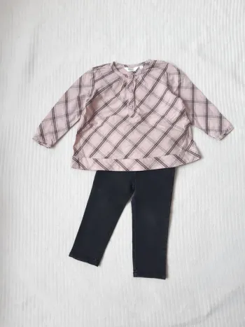 Tenue blouse manches longues et pantalon jean noir 24 mois