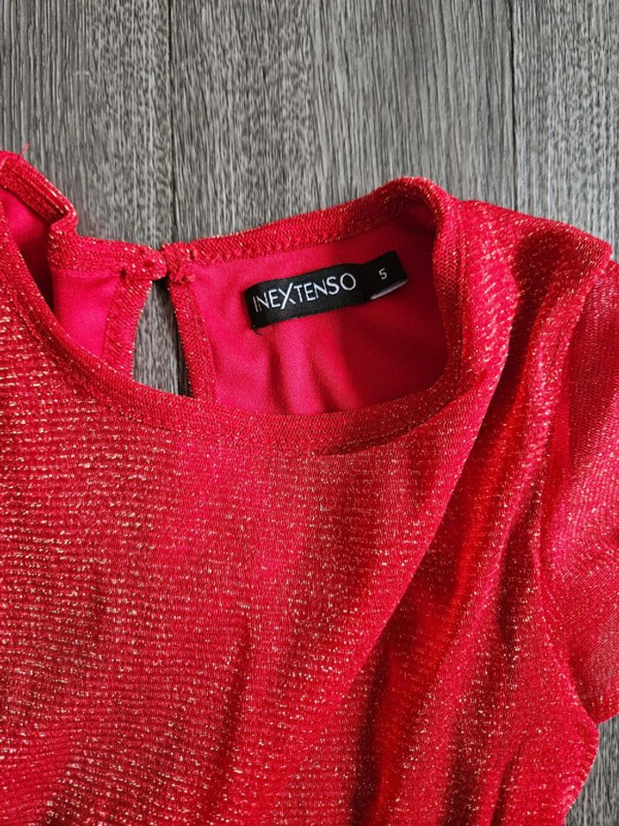 Robe fille rouge pailletées doré taille 5 ans neuf - photo numéro 4