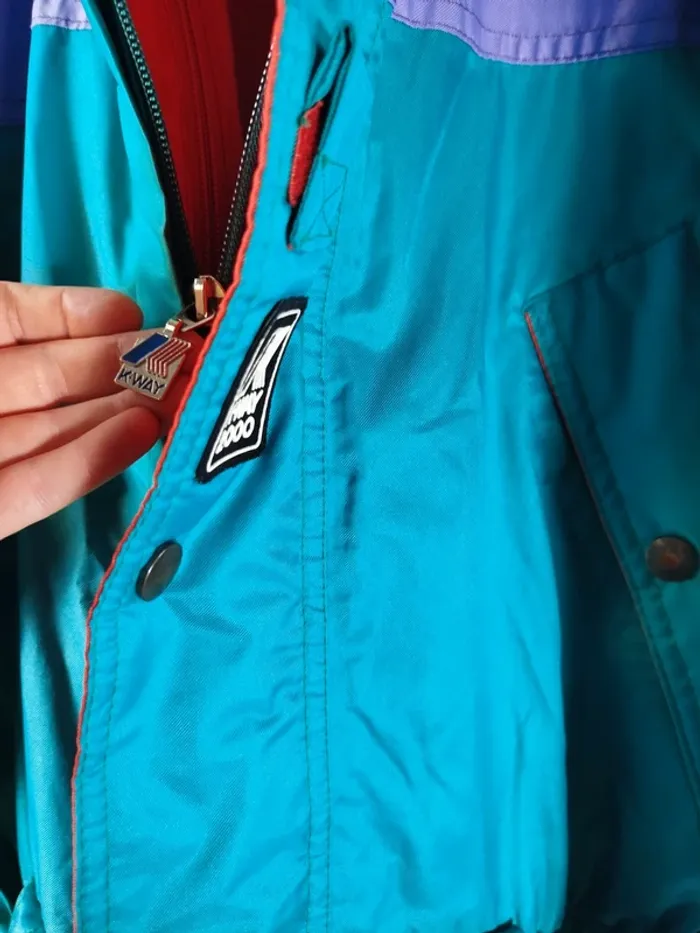 Combinaison ski K-way Polaire amovible Vintage Kway 90 Combi Snowboard vert violet M/L - A831 - photo numéro 7