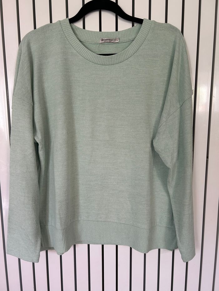 Pull fin vert d'eau, Stradivarius, taille L