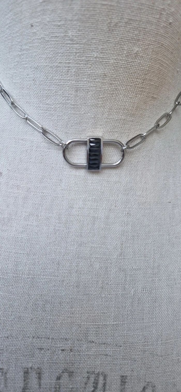 Collier mailles larges réglable acier inoxydable argent Manille - photo numéro 3