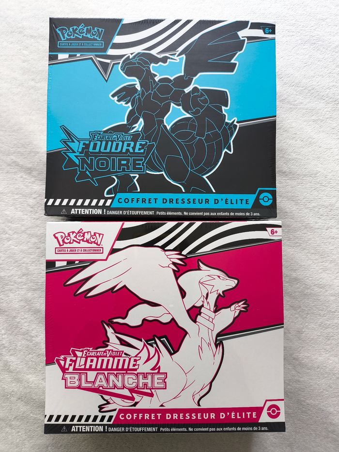 Lot 2x Coffrets Dresseur d'Élite Pokémon EV10.5 – Foudre Noire & Flamme Blanche