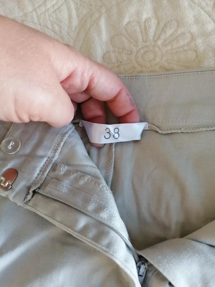 Jupe tailleur toile beige 38 - photo numéro 6