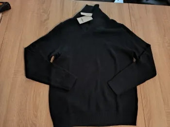 Pull avec col châle bleu XL