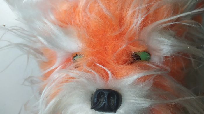 vintage peluche grand chien orange poilu - photo numéro 3