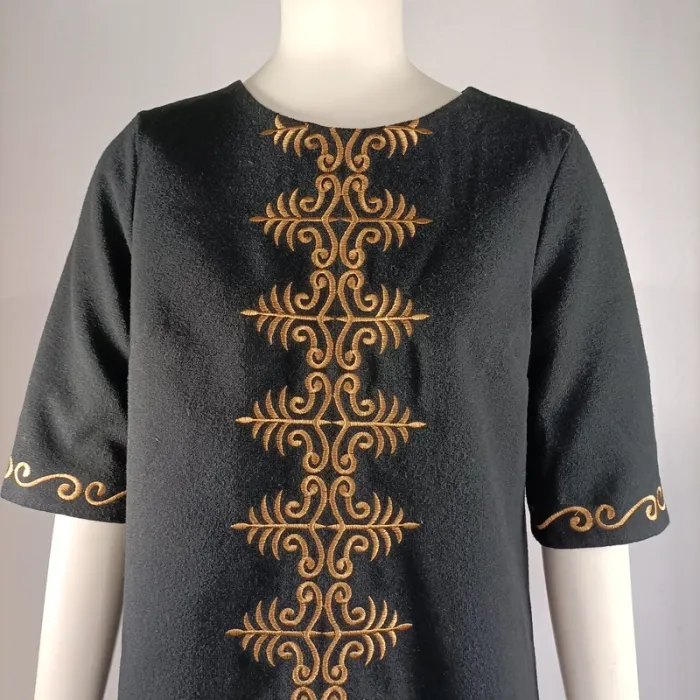 Robe chic noire flanelle manches courtes - Molly Bracken - taille S A1146 - photo numéro 3
