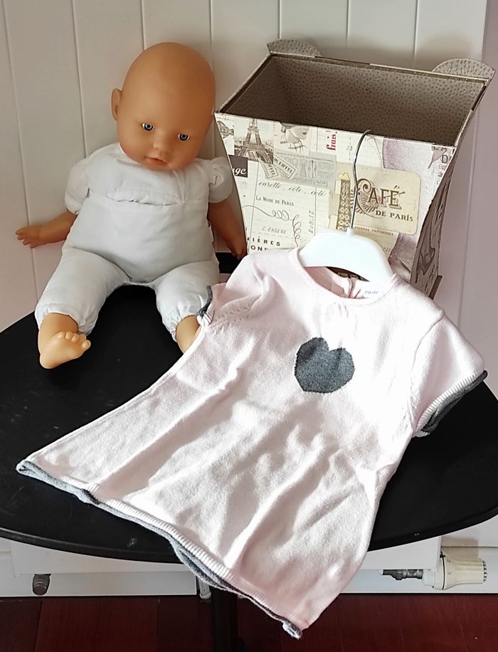 Robe bébé fille 12 mois – coton lainage, excellent état