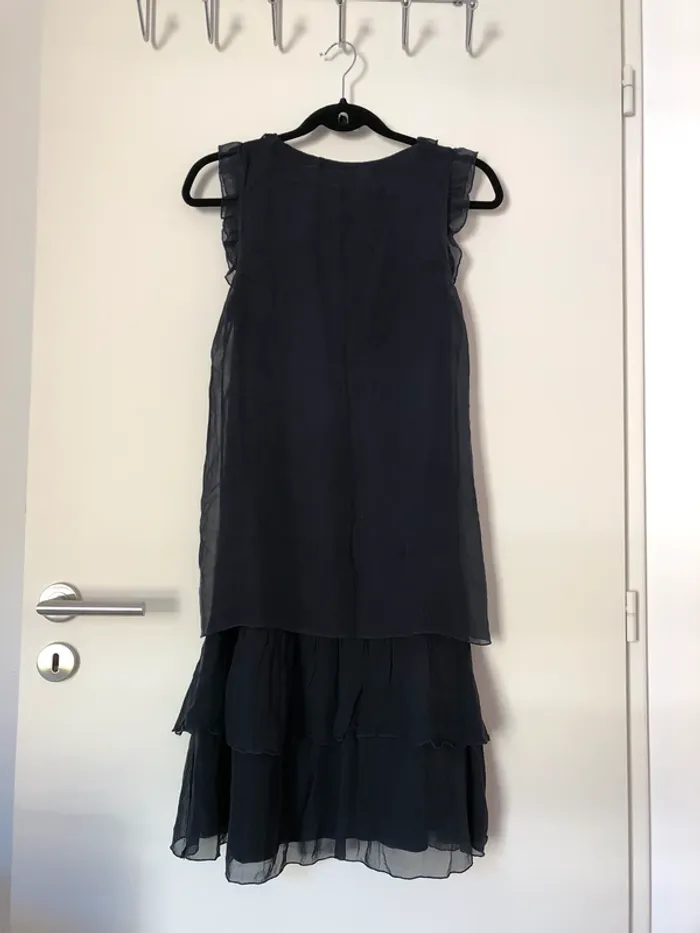Robe en soie bleue marine La Fée Maraboutée taille 38 - photo numéro 8