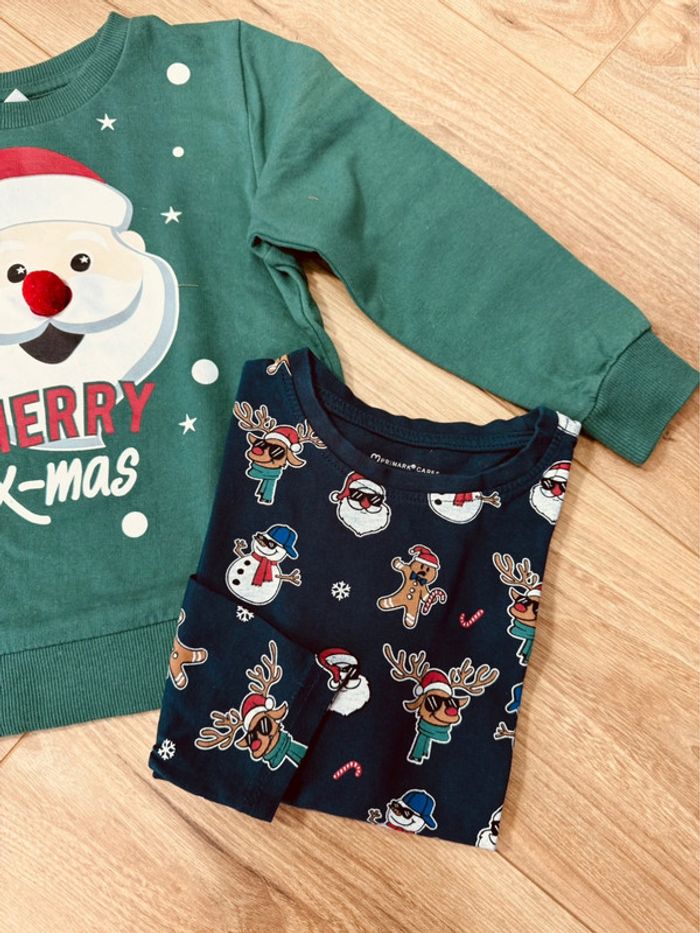 Taille 6 ans teeshirt et sweat-shirt de Noël garçon Primark vert bleu marine * Père Noël * 🎄 - photo numéro 3