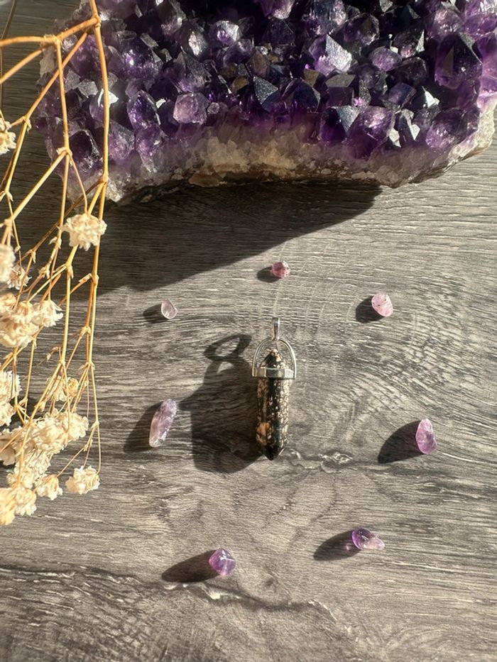 Pendentif pendule en Rhodonite véritable - Pierre naturelle - photo numéro 2