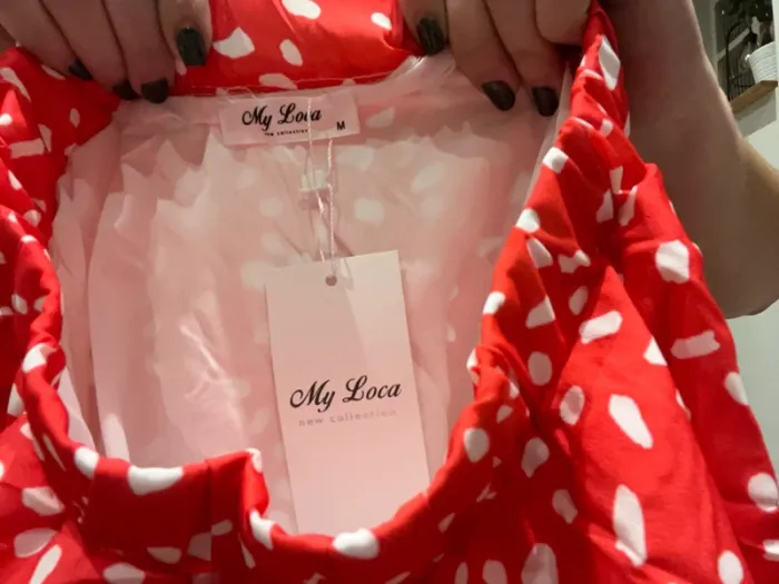 Jupe longue rouge a pois blanc - photo numéro 5