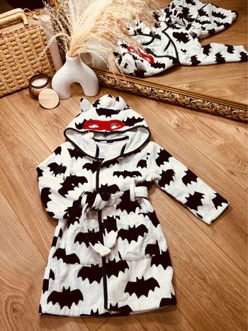 Taille 18 mois - 2 ans peignoir éponge garçon Orchestra blanc bleu marine * Batman * 💙