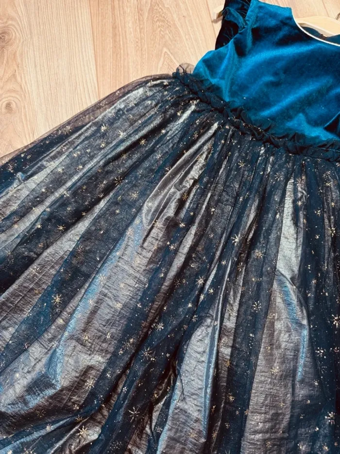 Taille 3-4 ans Robe longue créateur fille TAO bleu adore * velours tulle * 💙 - photo numéro 2