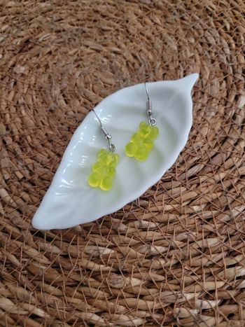 Boucles enfants nounours vert clair