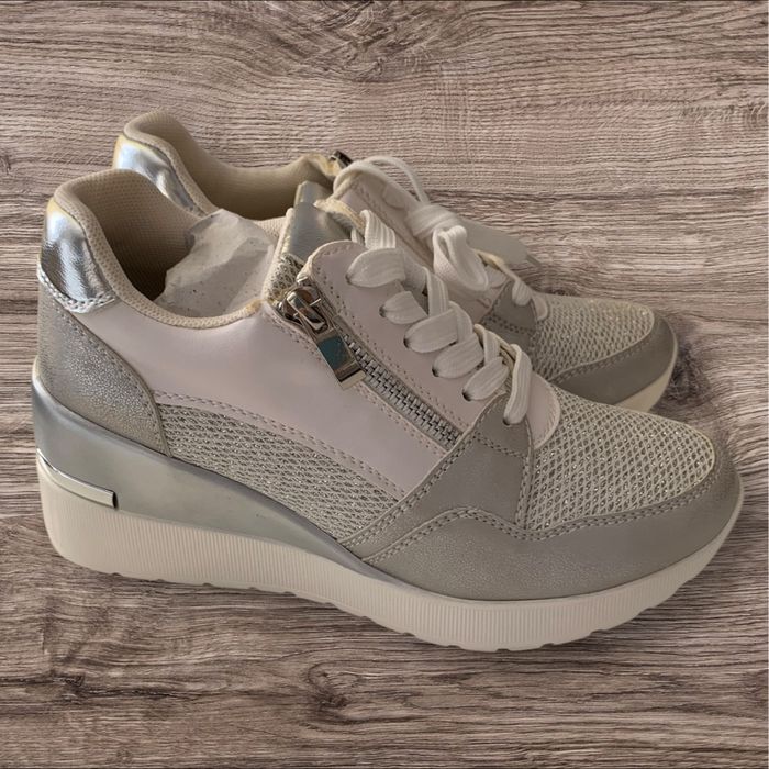 Baskets compensées argentées taille 36 neuve - photo numéro 4