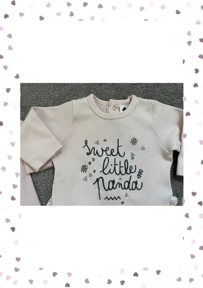 Ensemble 3 pièces Bébé Fille Taille 1 mois/53 cm - photo numéro 3