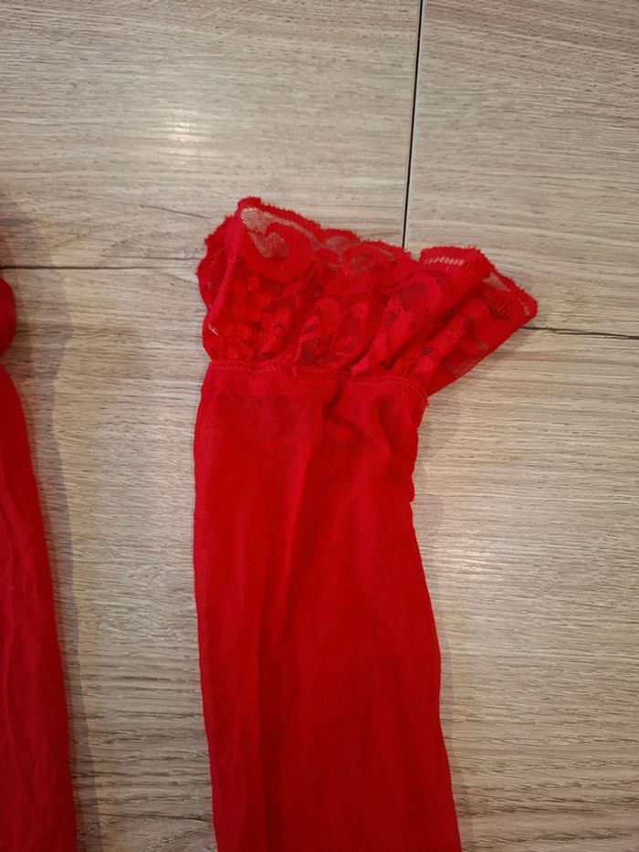 Bas rouge sexy femme taille s élastique - photo numéro 2